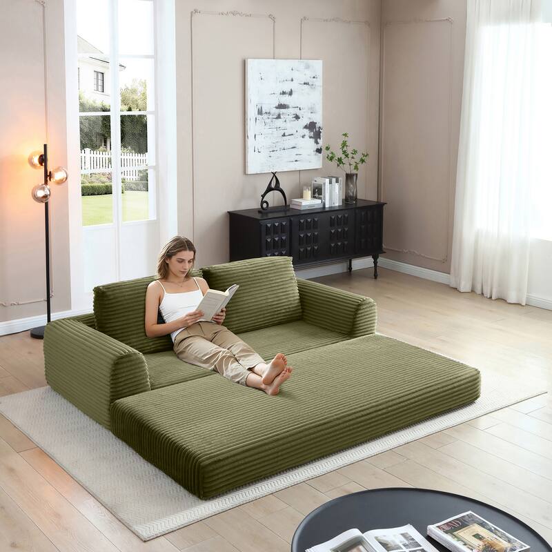 2-in-1 Folding Convertible Sofa Bed, Modern Corduroy Sleeper