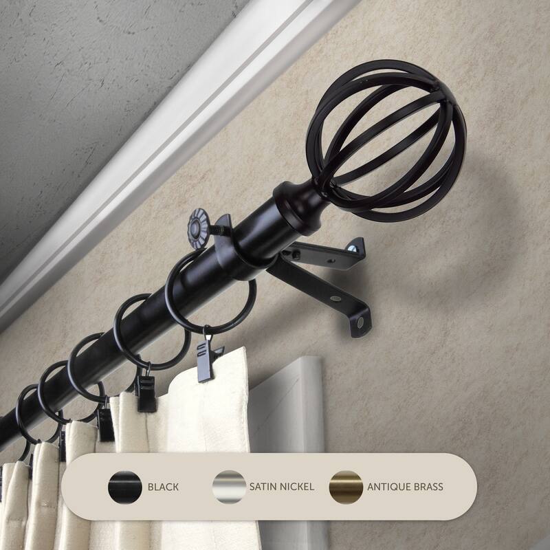 InStyleDesign Loop Adjustable Curtain Rod - 48 to 84 inches - Black