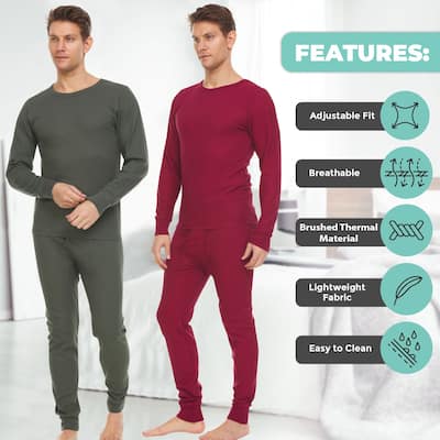 Daresay Mens Thermal Long Sleeve Shirt Pant Set Cotton Poly Moisture Wicking