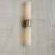 preview thumbnail 2 of 3, 25.25"W x 5"H 2-Light Dual Sconce in Matte Brass with Soft White Glass - 5"W x 25.25"H x 4.5"E