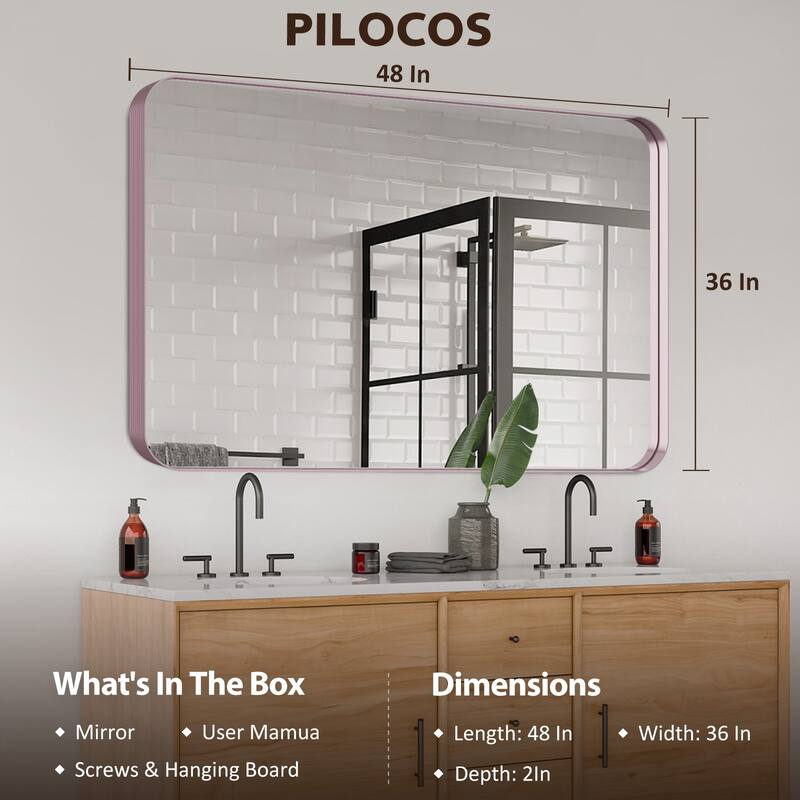 Rectangle Bathroom Mirror for Vanity Wall Mounted Vertical Horizontal Makeup Mirror