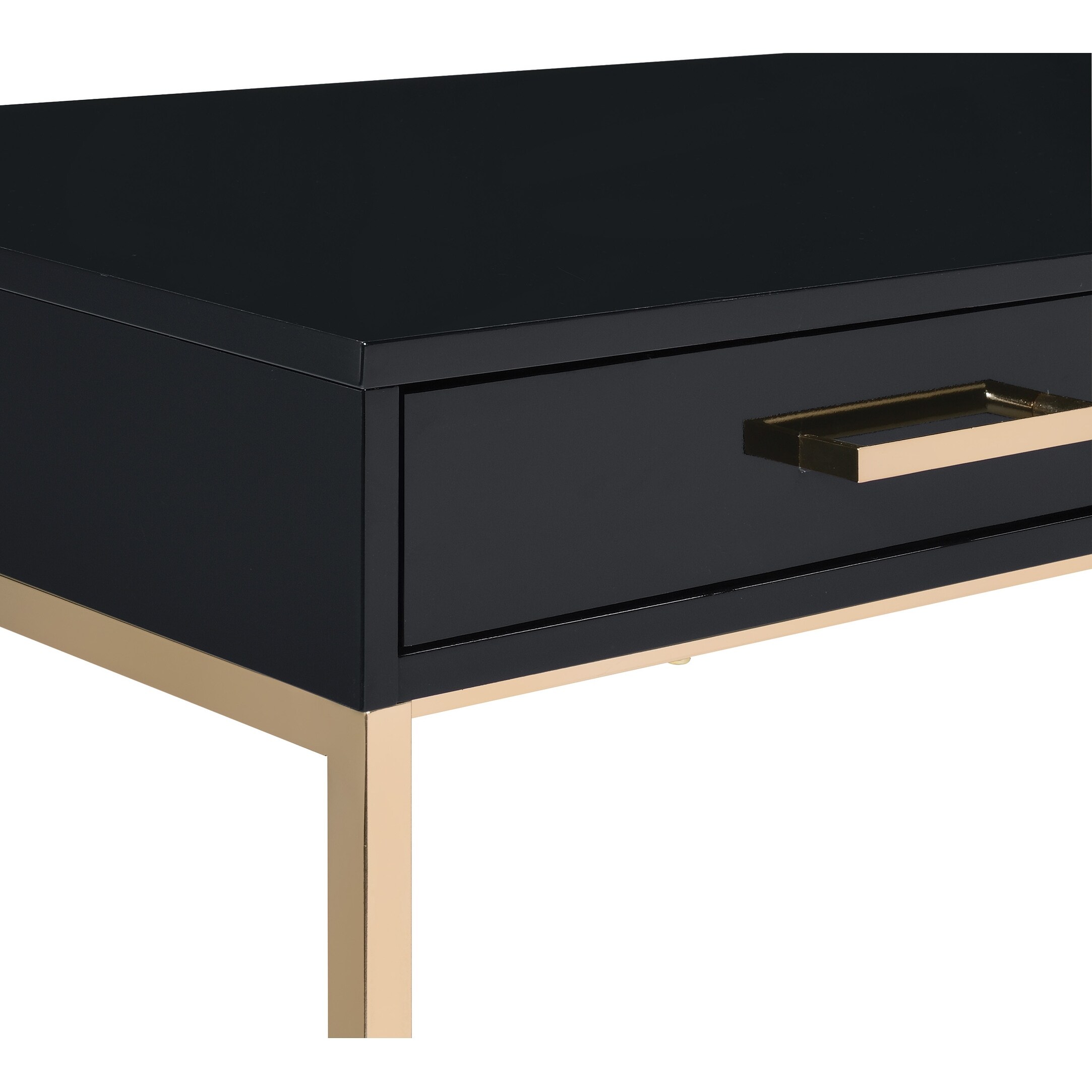 Alios Desk with Black Gloss and Gold Frame Bed Bath Beyond 32785362
