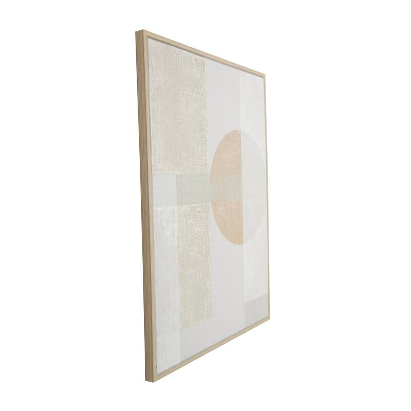 Canvas Geometric Mid Century Modern Shape Framed Wall Art with Pink and Sage Accents - Cream - Roche River Decor