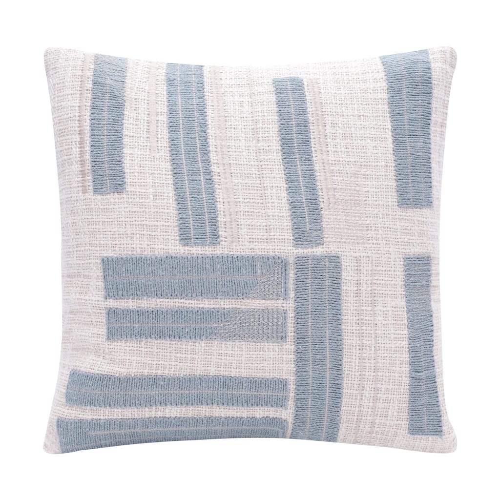 Handmade Geometric Square Throw Pillow - 20" - Blue and White