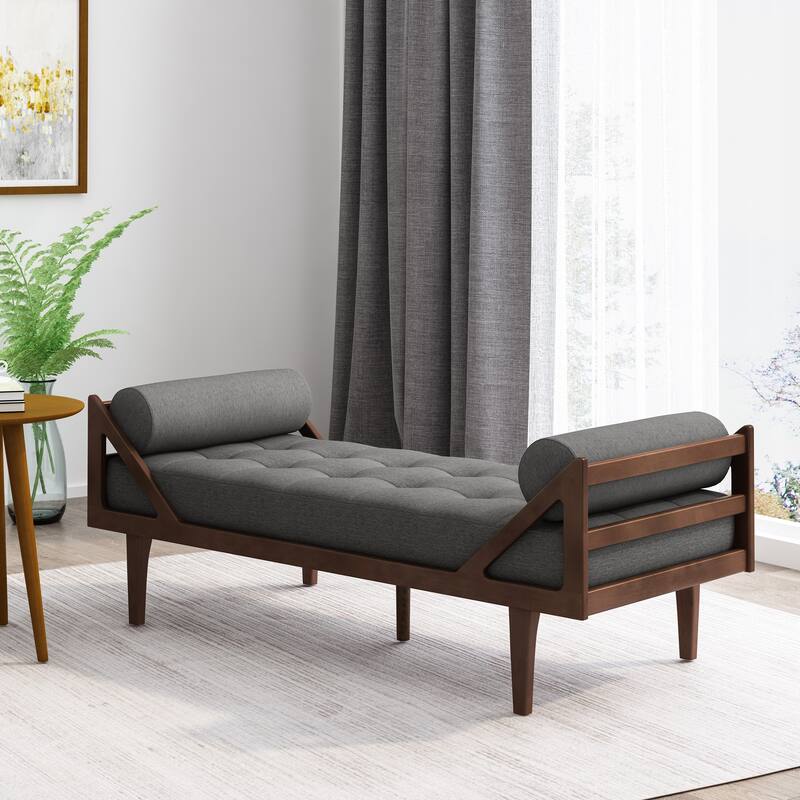 65" Button Tufted Chaise Lounge - Charcoal