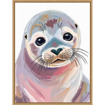 Cute Seal Pup by Ohkimiko Framed Canvas Wall Art