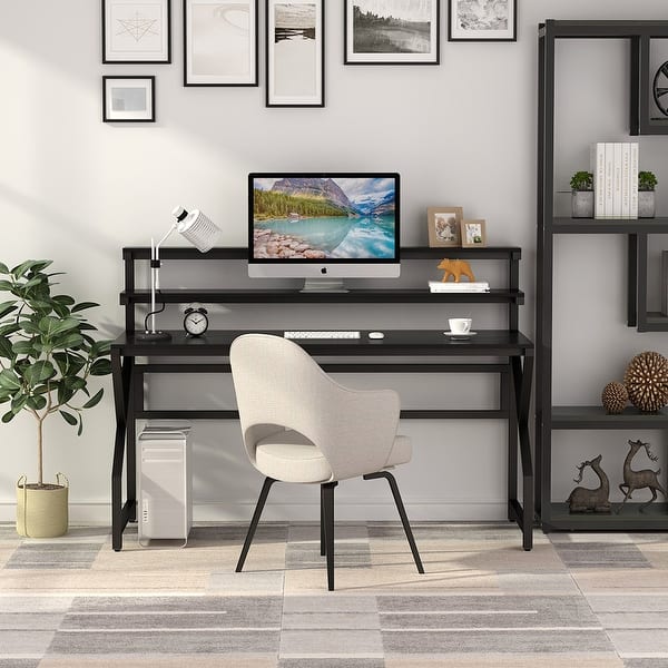 Riveted  Industrial Desk with Metal X Base and Metal Mesh Modesty Panel -  71W - OfficeSource