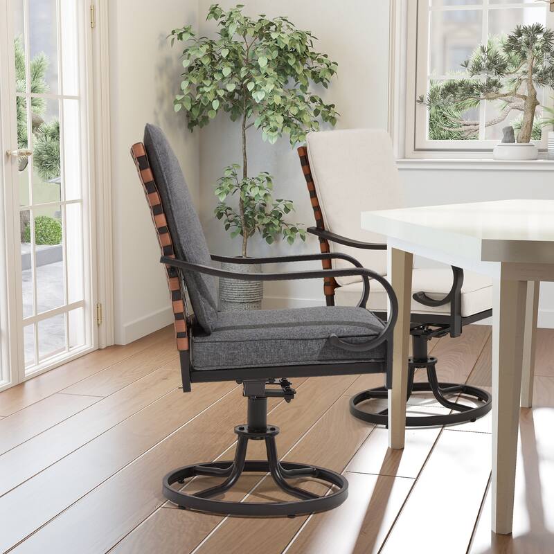 Outdoor Swivel Rocker Chairs Set of 2, Heavy-Duty 360° Swivel Patio Chairs with Cushions, All-Weather Steel Frame for Garden