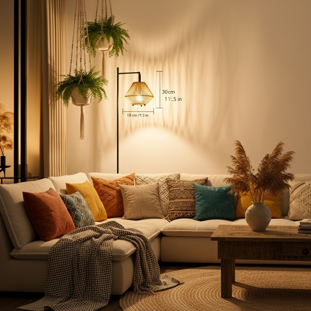 60 in 2-in-1 Rattan rechargeable floor lamp with RGB Lantern