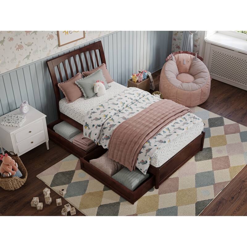 Roslyn Platform Bed with Panel Footboard and Storage Drawers