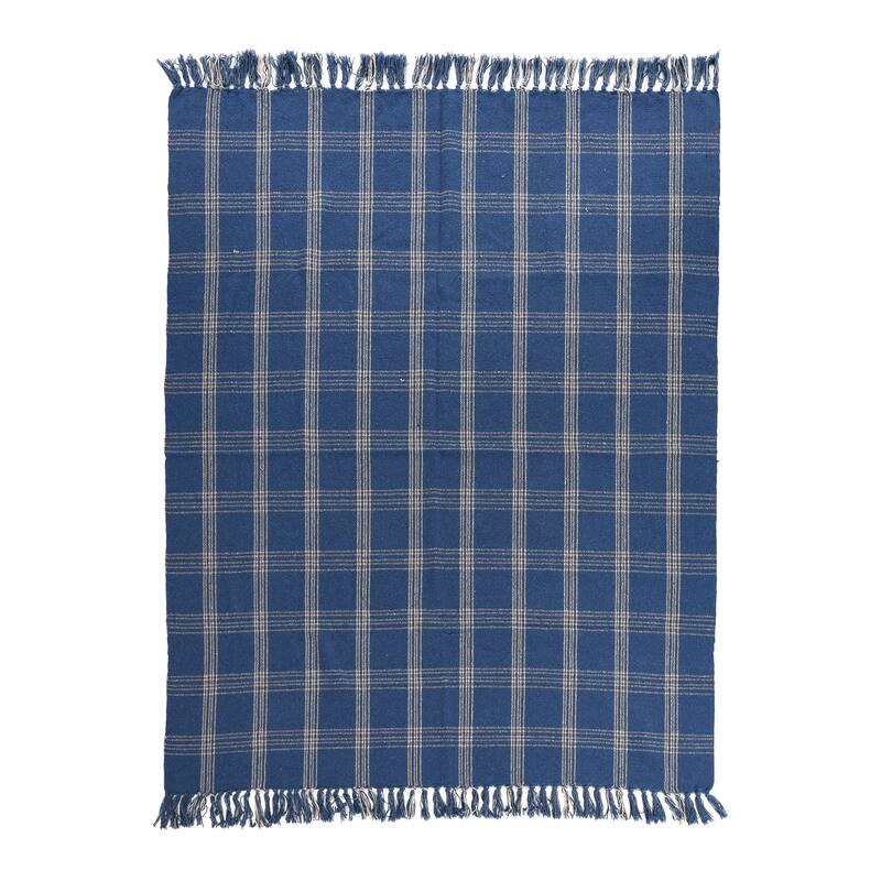 Recycled Cotton Blend Throw Blanket with Fringe