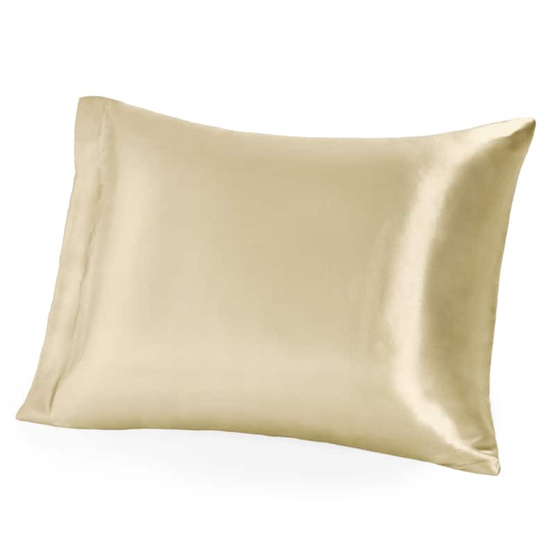 Bare Home Mulberry Silk Pillowcase for Hair and Skin, 19 Momme Silk - Standard - Zipper - Champagne