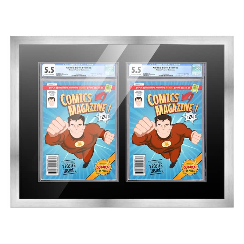 Comic Book Frame Wall Display with Mat for 2 CGC, CBCS OR PGX Graded ...
