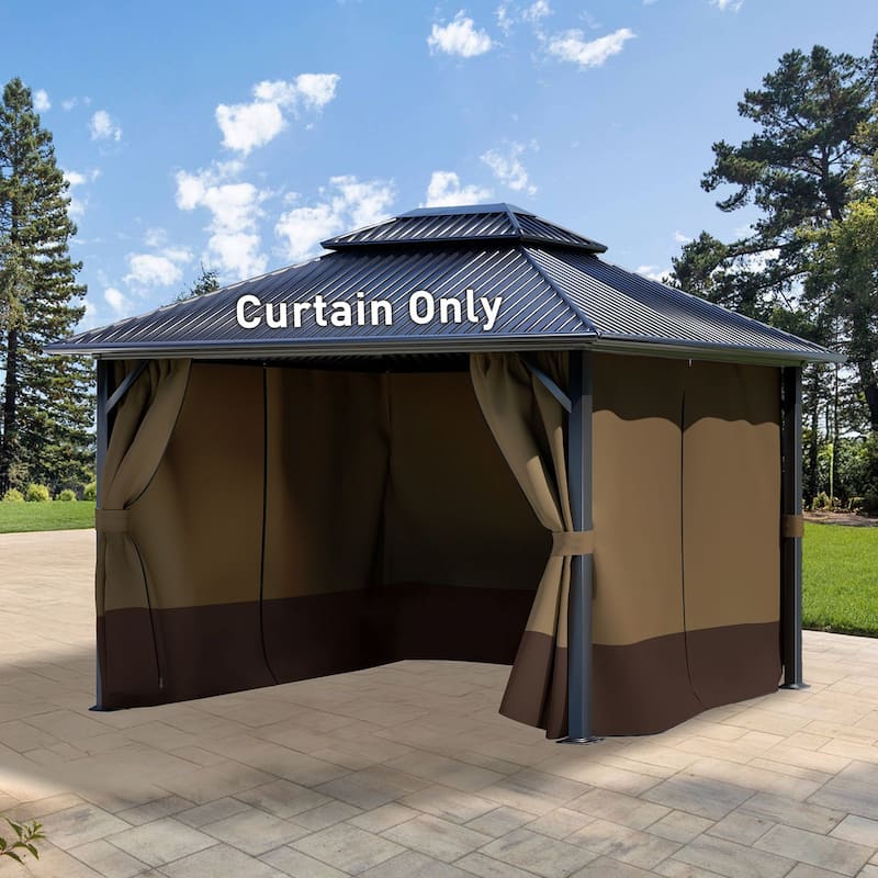Aoodor Gazebo 12x16 FT Curtain Replacement-Universal 4-Panel Sidewalls, Curtain Only