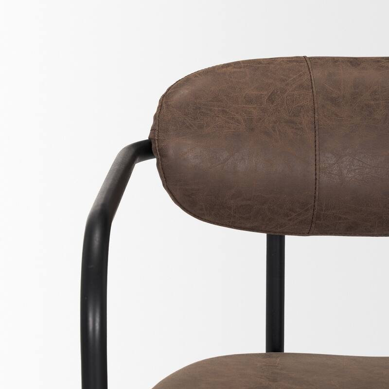 Parker Muted Brown Faux Leather w/ Black Metal Dining Chair (Set of 2) - 21.7L x 21.3W x 28.7H