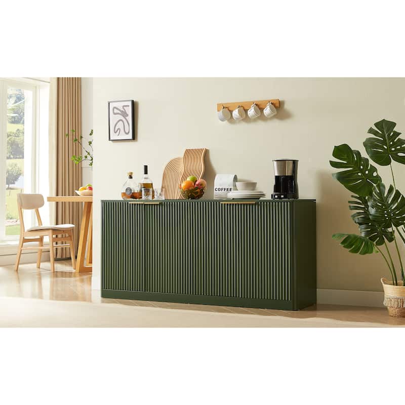 59" Modern Wavy 4 Doors Storage Cabinet With Storage Function