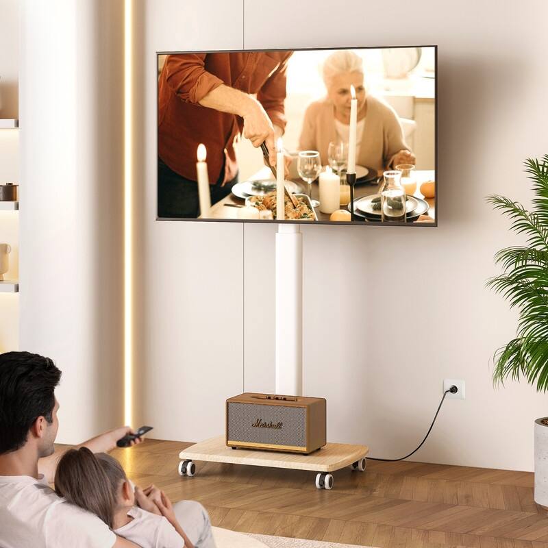 FITUEYES Rolling TV Stand with Power Strip for 32 - 65 Inch TVs