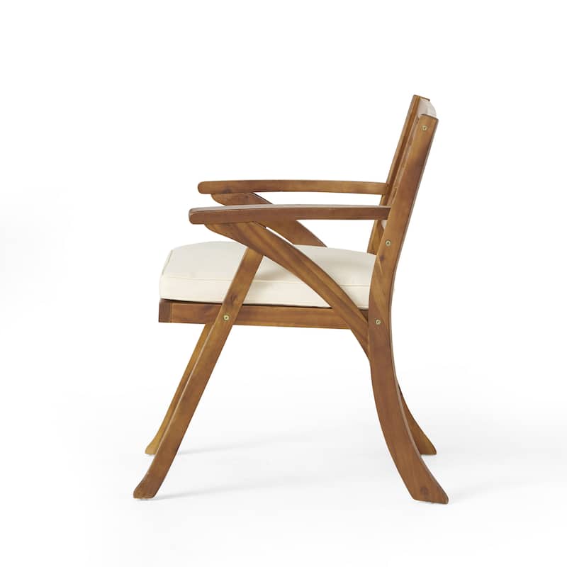 Christopher Knight Home - Elysande Outdoor Acacia Wood 7 Piece Dining Set with Rattan Legs and Water Resistant Cushions