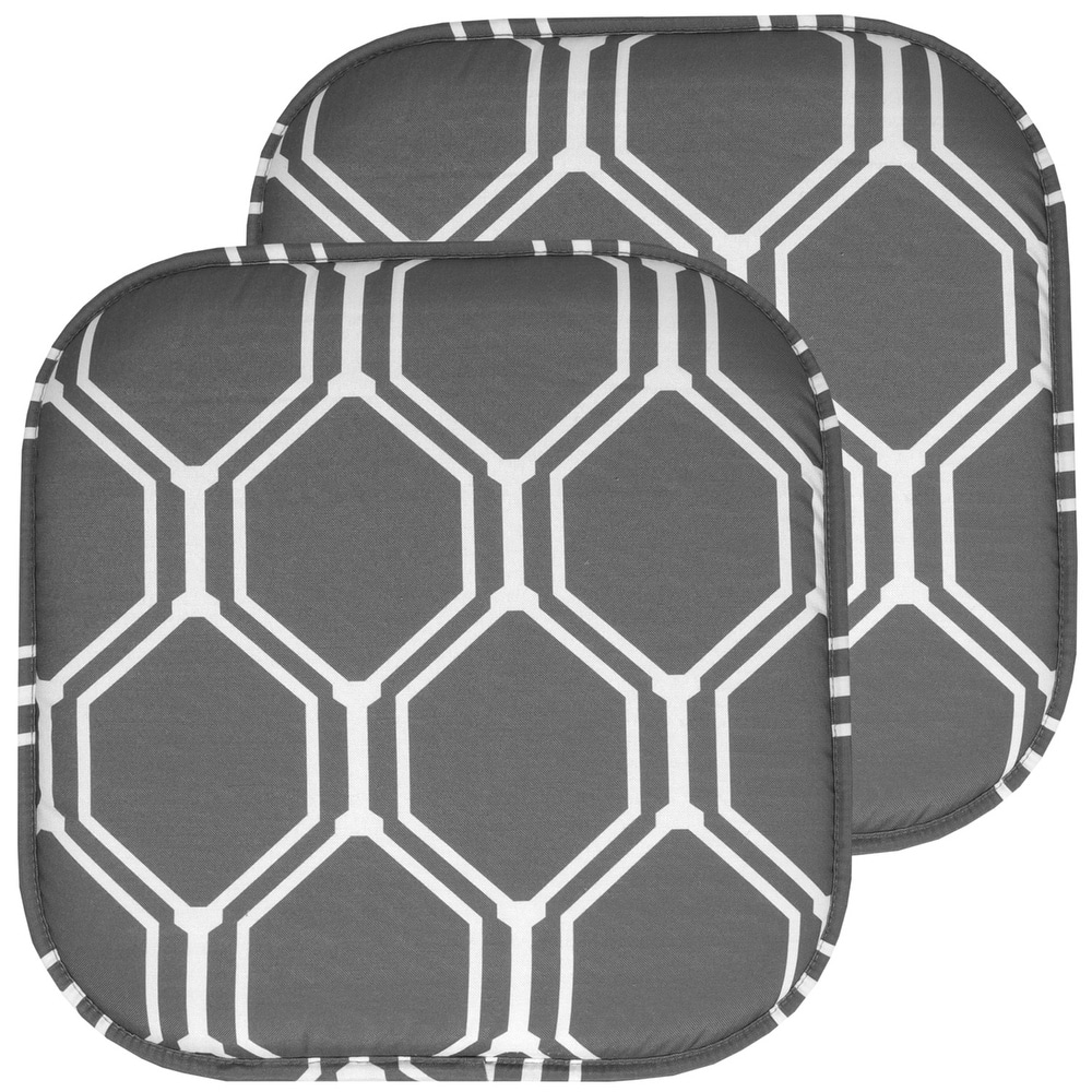 Sweet Home Collection Mirage Hexagonal Memory Foam Non Slip Back Chair Pad Cushion 16" x 16"