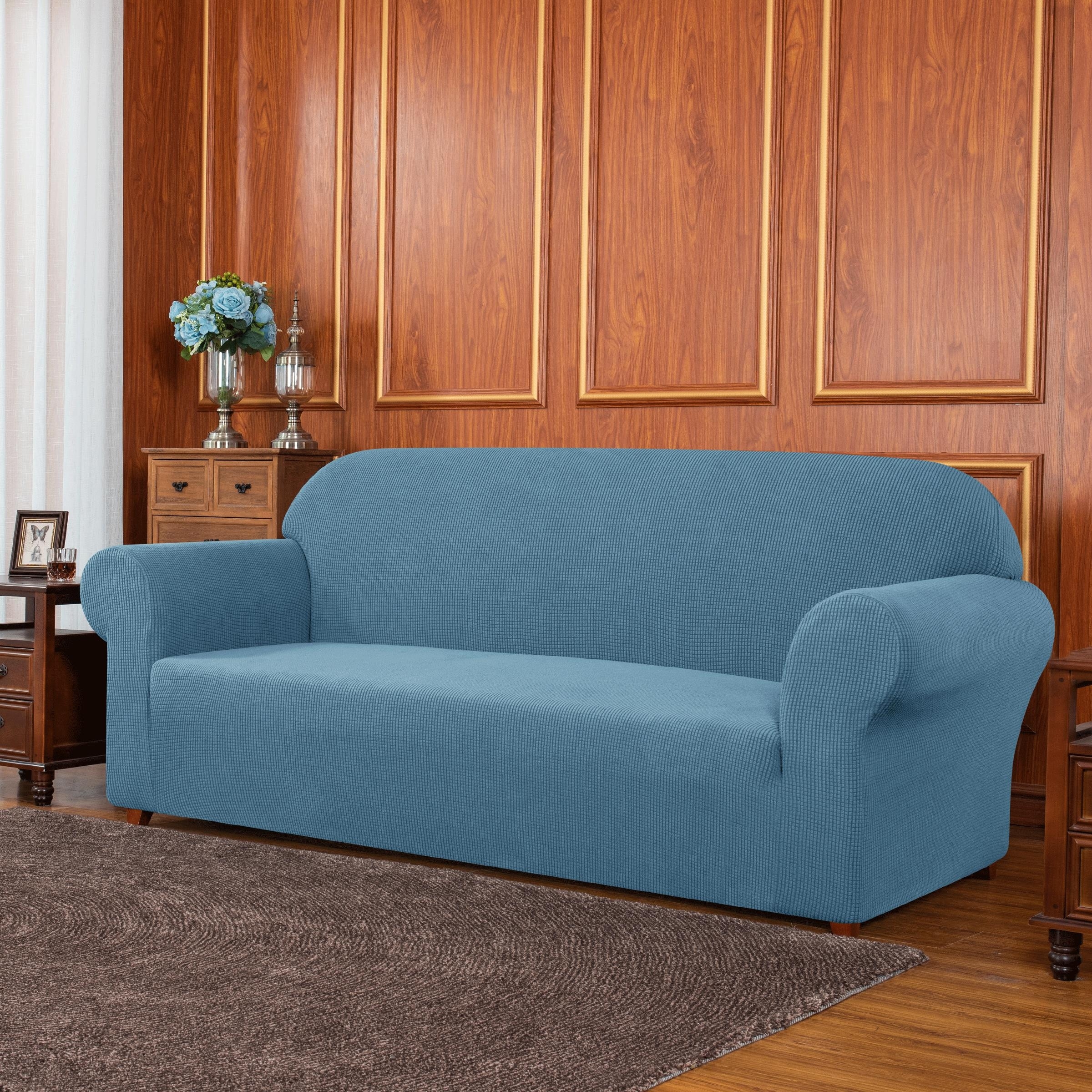 Subrtex 1-Piece Spandex Stretch Sofa Slipcover Chair, Blue