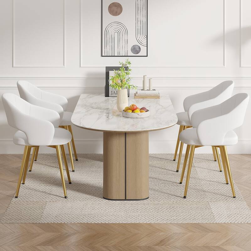 Javlergo Modern Dining Chairs, Comfy Dining Room Chairs with Thick Cushions, Upholstered Kitchen Side Chairs with Metal Legs
