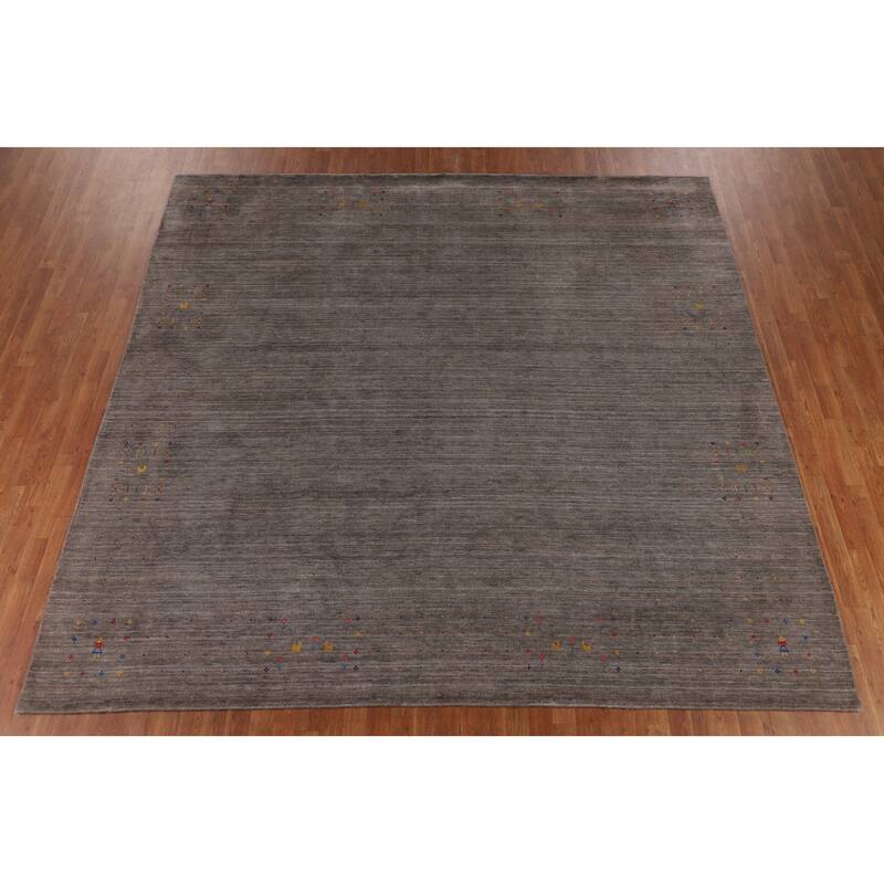 Earth Tone Gabbeh Square Area Rug Silk Carpet - 10'1" X 9'10"