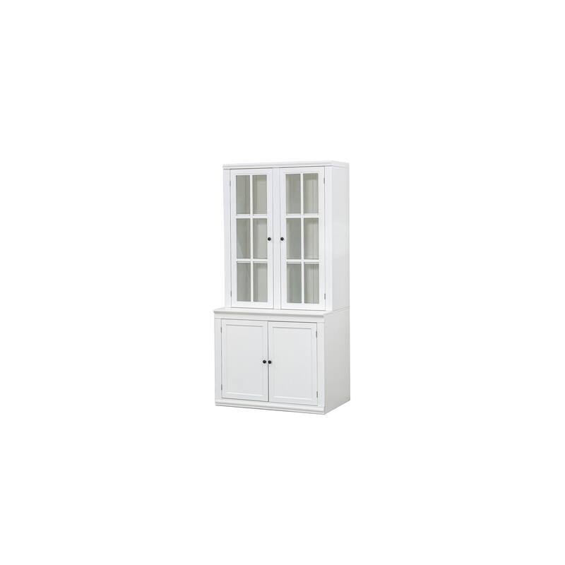 75.25'' Tall Display Cabinet with Double Glass Doors, Traditional Wooden Hutch Cabinet Collectibles Toy Organizers Rack