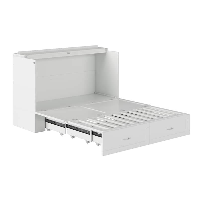 AFI Raleigh Queen Solid Wood Murphy Bed Chest with Mattress