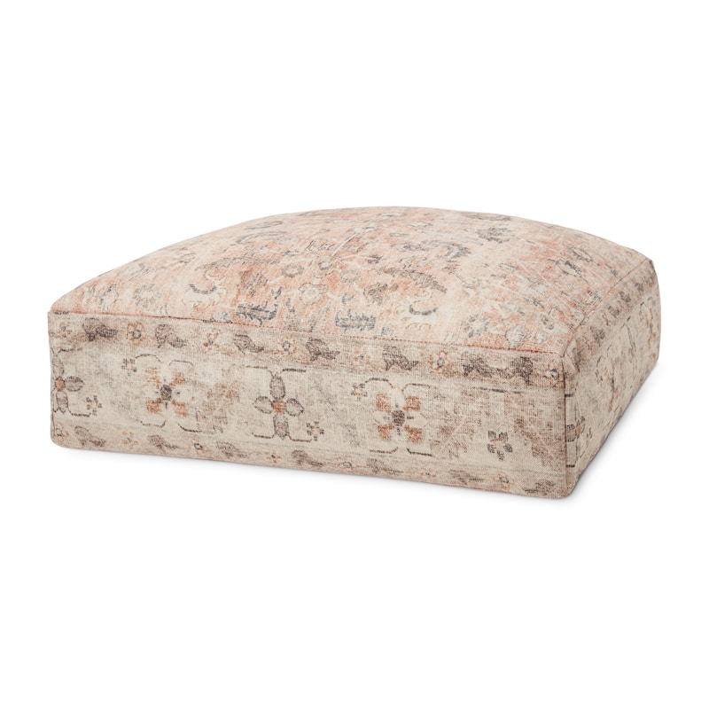 Alexander Home Venetian Vintage Persian Pouf - Blush / Beige - 24"W x 24"D x 8"H