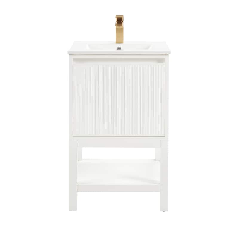 20 Inch Solid Wood Pre-Assembly Bathroom Vanity With Adjustable Shelf