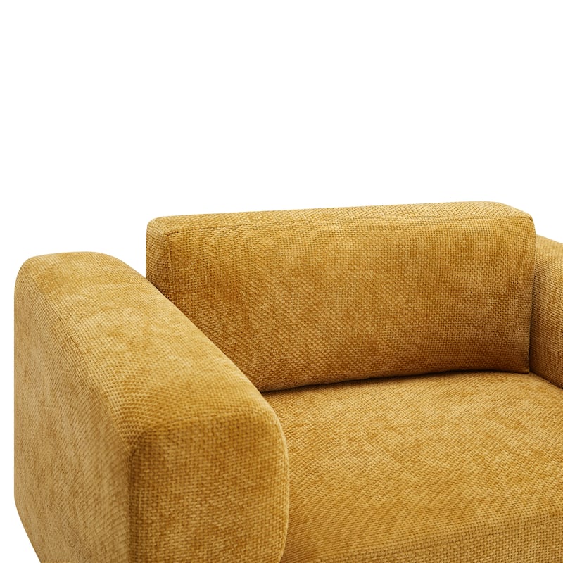 Modern 45.5" Woven Velvet Fabric Upholstered Accent Chair with Round Rubberwood Legs and High-Density Cushion