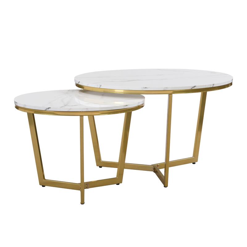 MERAX Modern Round Nesting Coffee Table Set (2-Piece)