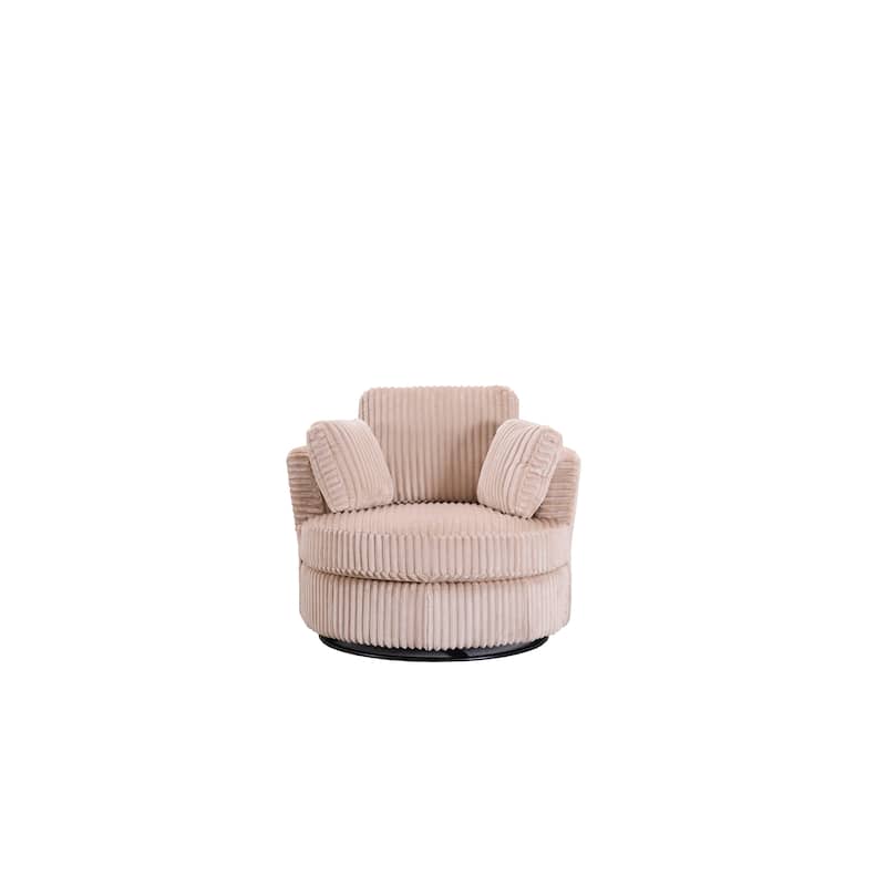 Corduroy 360° Swivel Barrel Chair with 4 Pillows and 400lb Weight Capacity
