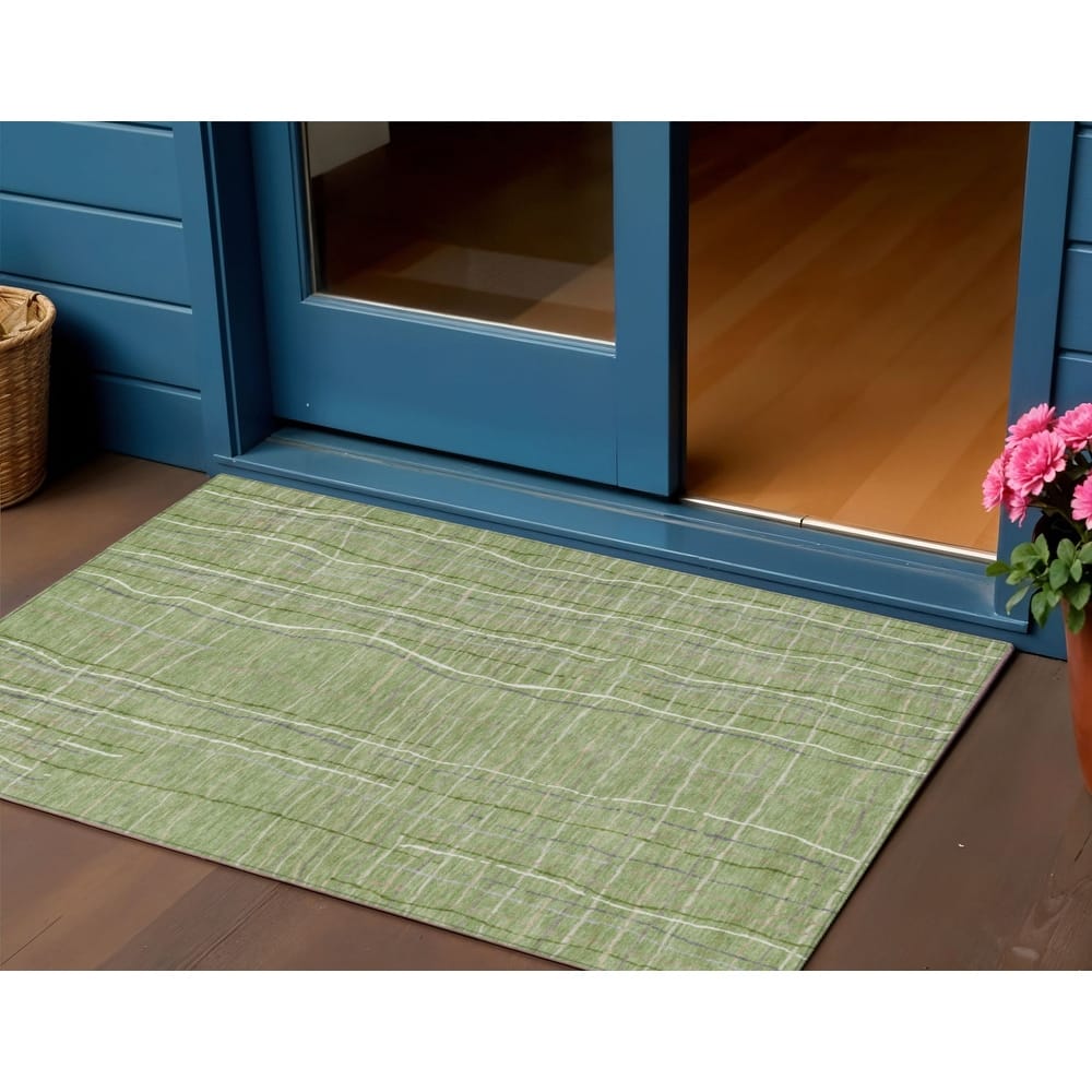 HomeRoots Striped Transitional Rectangle Outdoor Rug