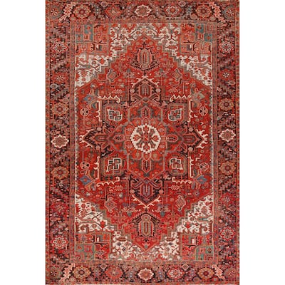 Hand Knotted Oriental 100% Wool Carpet Traditional Medallion Red Heriz Area Rug - 11' 7'' X 8' 7''