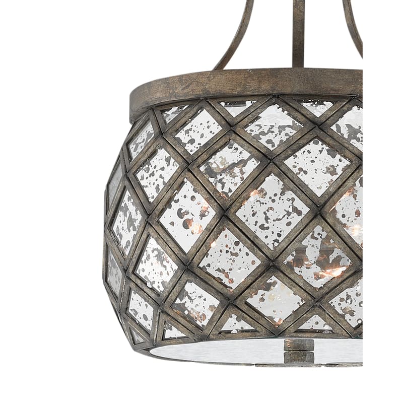 Currey & Company Buckminster 14.25" Bronze Semi-Flush Mount - Pyrite Bronze/Raj Mirror - 14.75"h x 14.25"dia.