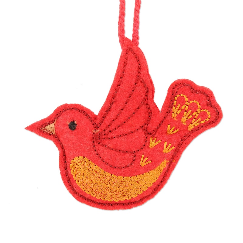 Novica Handmade Peace Messenger Embroidered Wool Holiday Ornaments (Set Of 6)