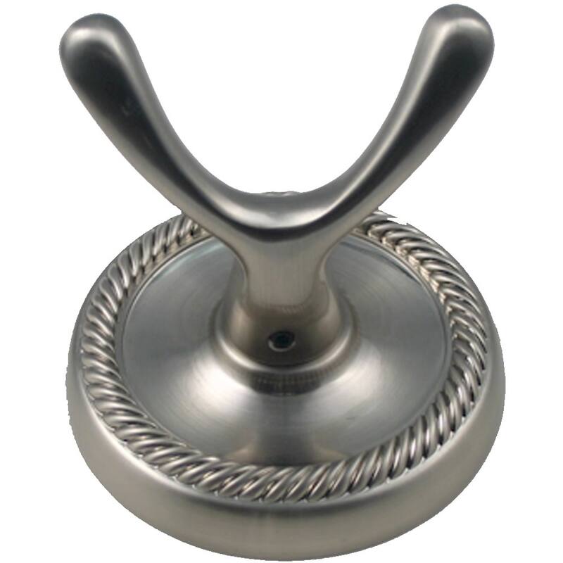 Rusticware Riverside Double Prong Bathroom Robe / Towel Hook - Satin Nickel