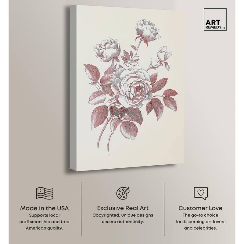 Breezy Red Pencil Blooms II Canvas by Art Remedy, Gallery Wrapped