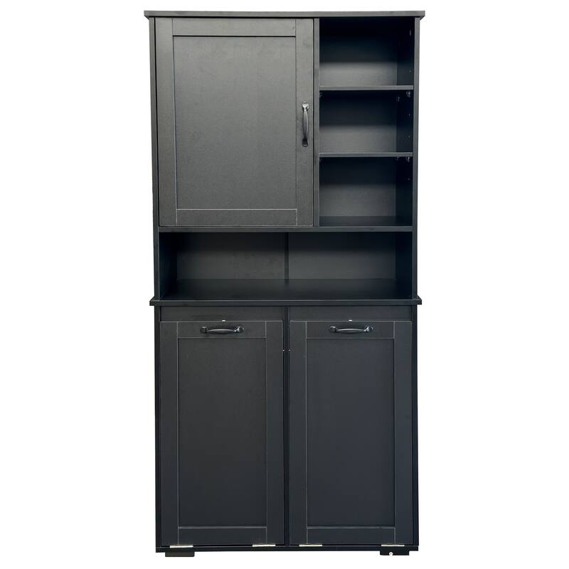 Tall Bathroom Storage Cabinet with Doors and shelf, Freestanding Bathroom Cabinet, Tilt-Out Laundry Hamper