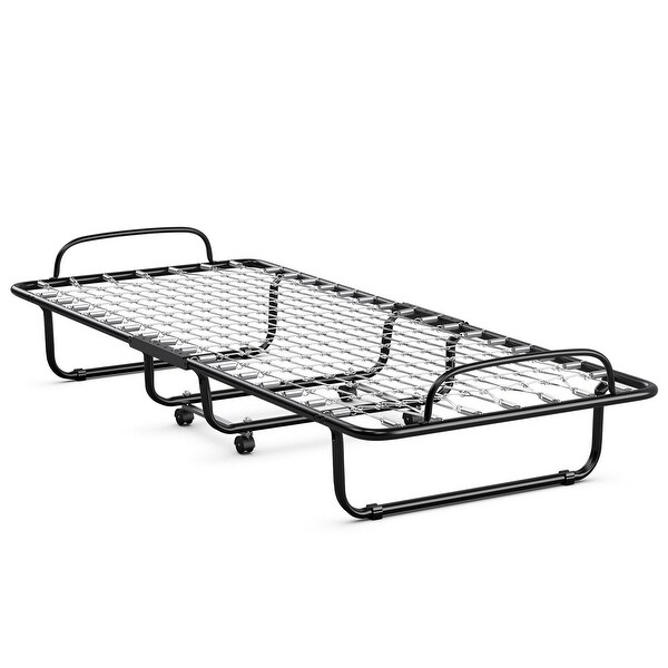 Gymax Rollaway Folding Metal Bed Memory Foam Mattress Cot Guest Made 31 x 75 White