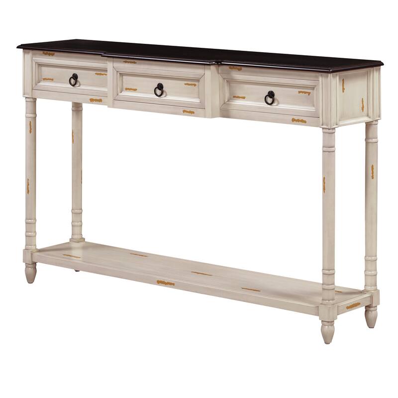 Console Table Sofa Table with Drawers for Entryway with Projecting Drawers and Long Shelf