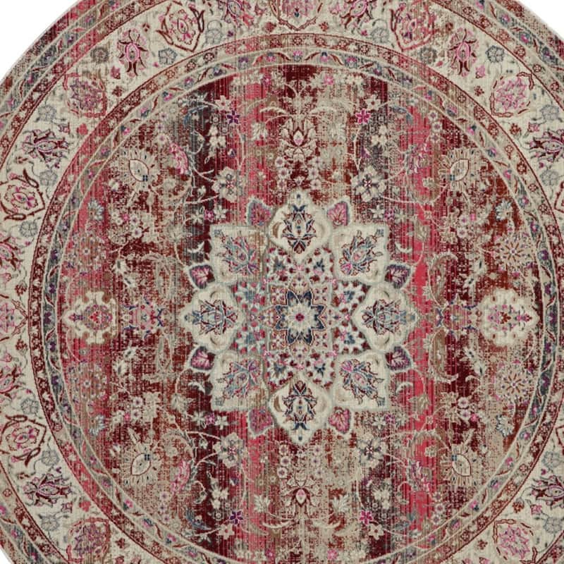 HomeRootsFloral Transitional Round Area Rug - 48' X '48' X '0.5