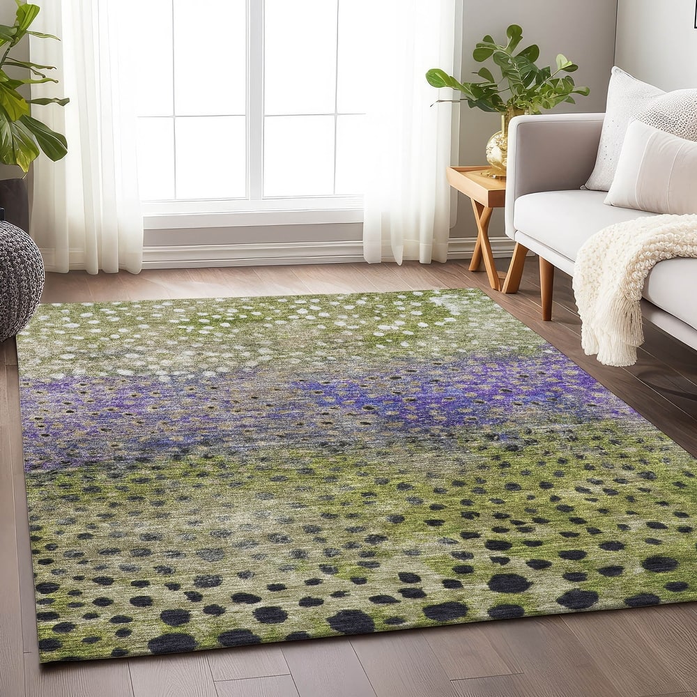 Machine Washable Indoor/ Outdoor Abstract Modern Chantille Rug