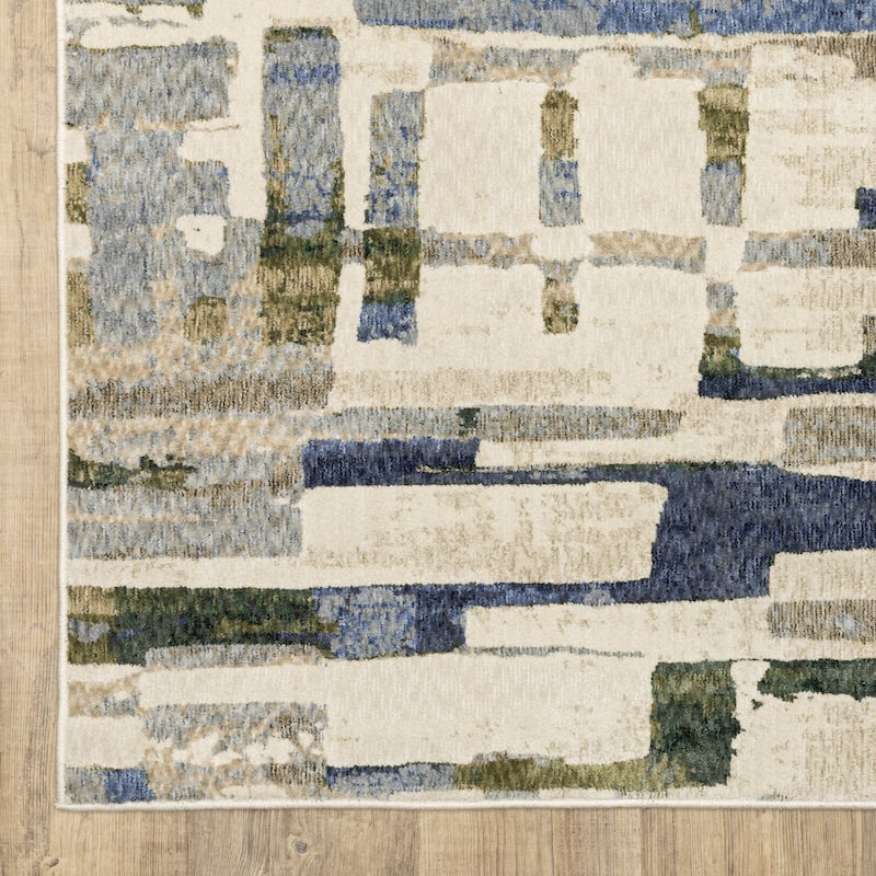 Tobias Modern Geometric Blue/ Green Area Rug