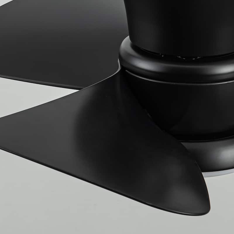 31-inch Modern Black Propeller Flush Mount Ceiling Fan with Light and Remote