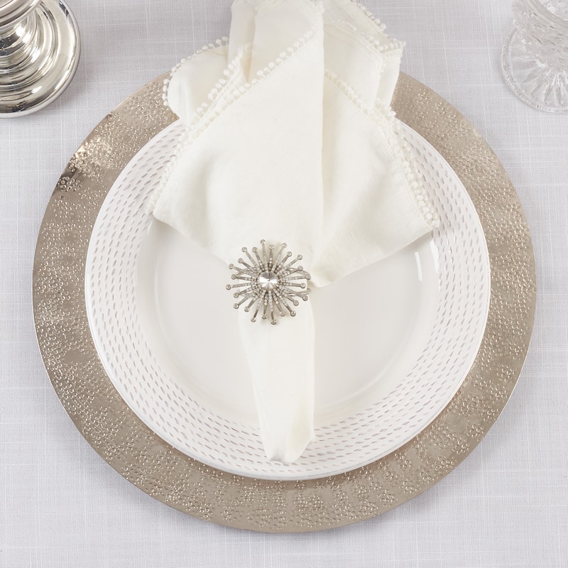 Table Napkin Rings With Jewel Starburst Design (Set of 4)