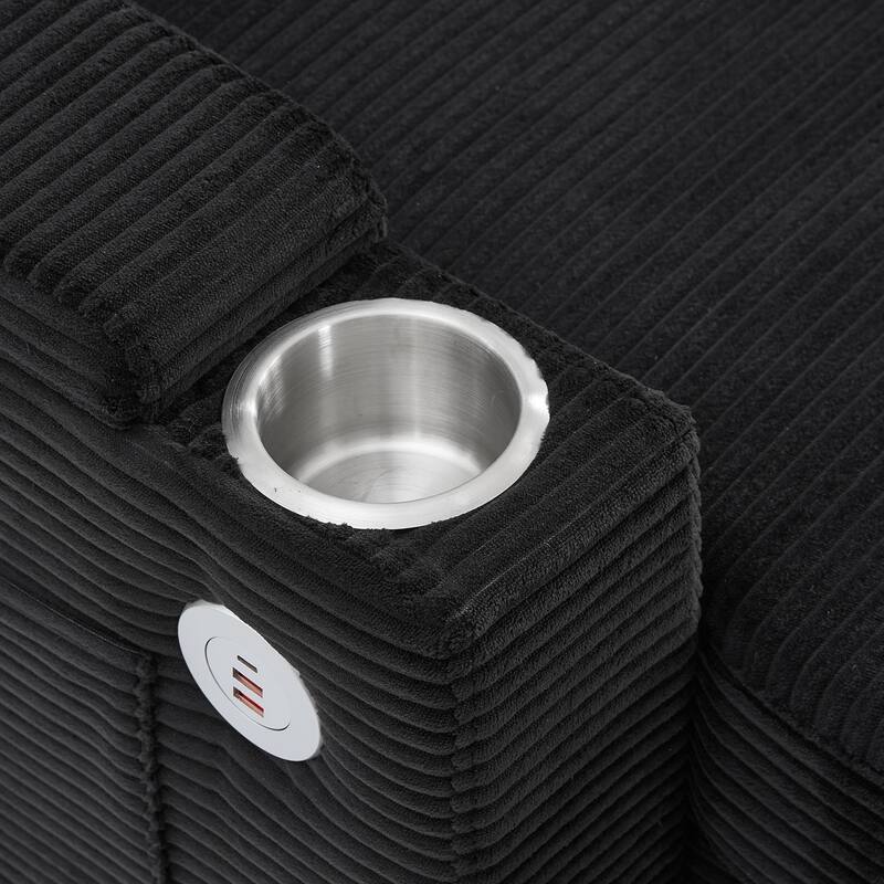 U-Shaped Sectional Sofa Convertible Sleeper Sofa with Dual Storage Chaise Lounges, Cup Holders, USB, Storage Boxes and Pockets