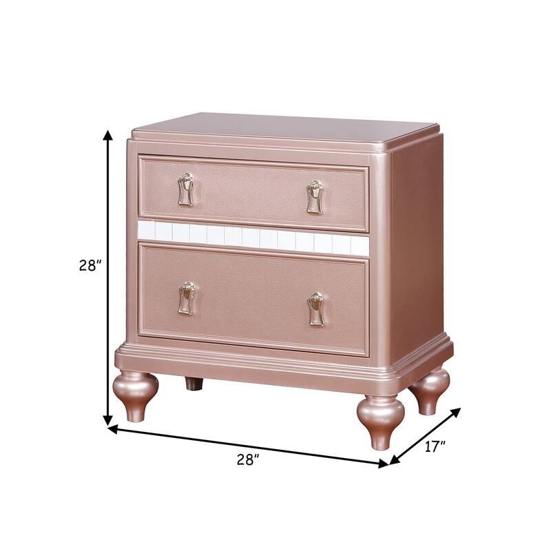 Pink 2 Drawer 28 in. W Nightstand with Trimmed Edge Design
