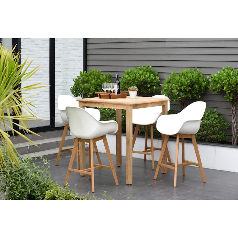 Hawaii Patio 5 Piece Bar Set - White Chairs